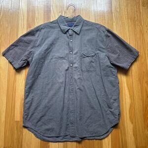 American Blue Size XXL Plaid Short Sleeve Button Up 100% Cotton Vtg 90s y2k